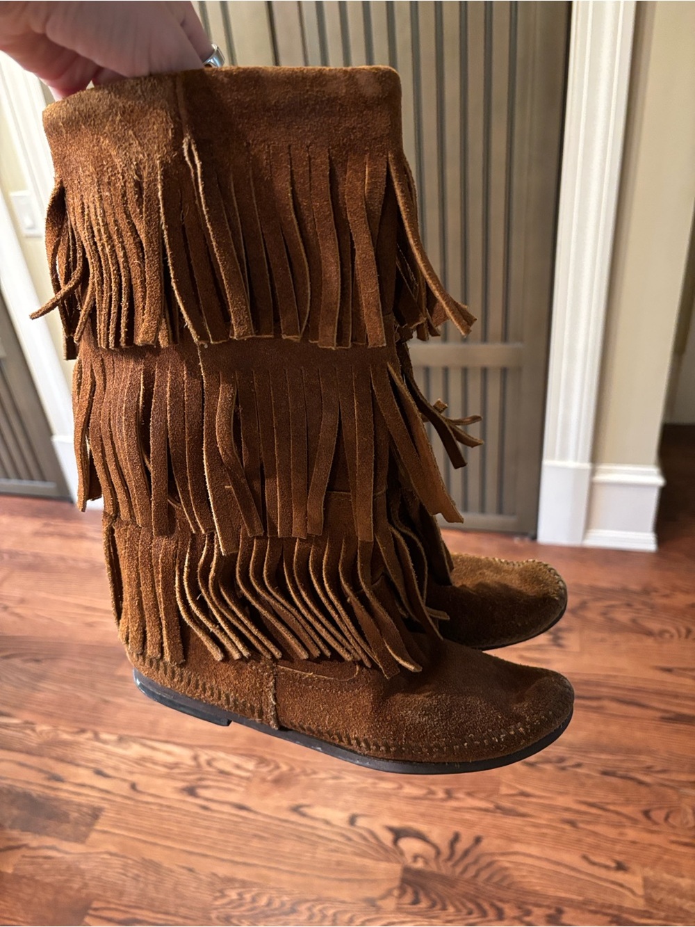 Minnetonka Fringe Suede Mid-Calf Boots
